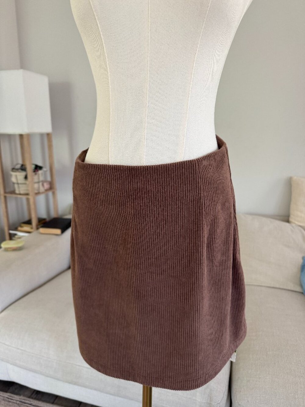 NWT Halara Brown Ribbed Mini Skirt Soft Stretch Casual Skirt